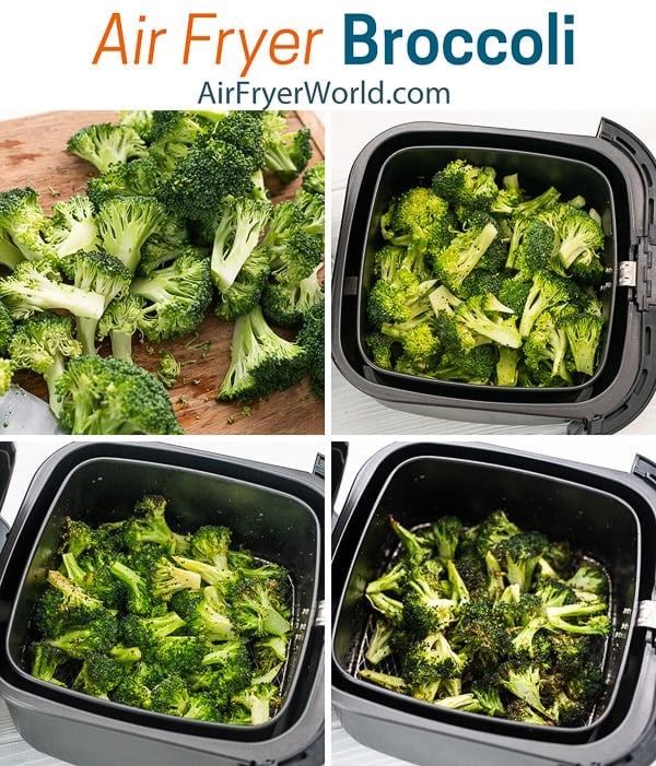 Easy Air Fried Broccoli Recipe in the Air Fryer step by step photos