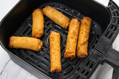 Finished egg rolls in air fryer