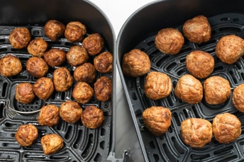 Cooked Small and Regular meatballs in air fryer