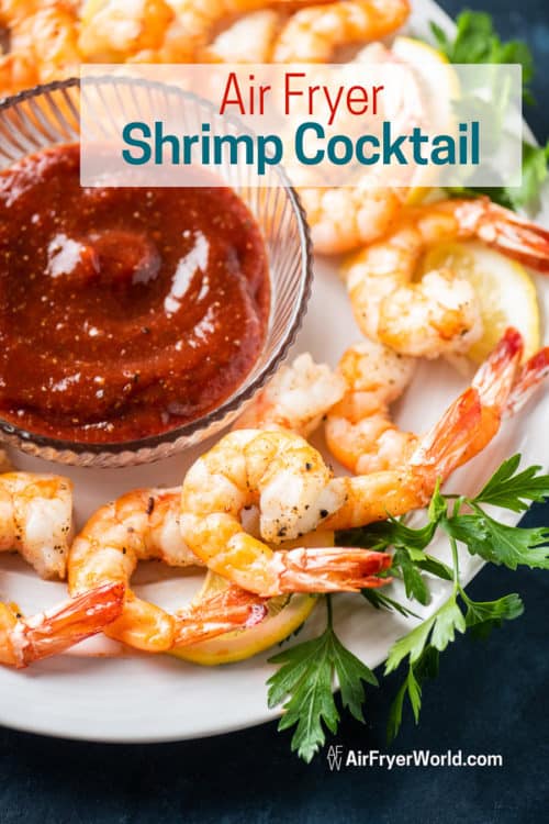 Air Fryer Shrimp Cocktail on a plate