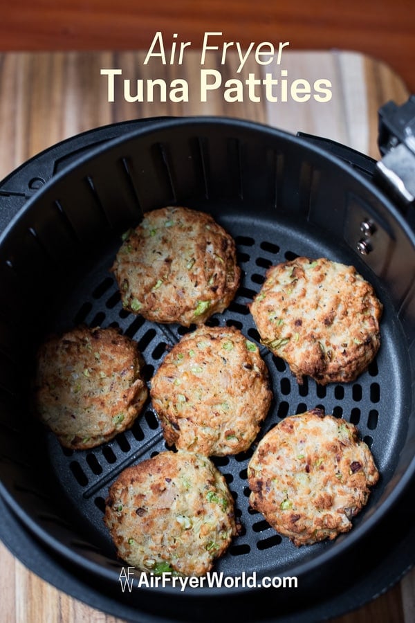 Air Fried Tuna Patties Recipe in Air Fryer in a basket