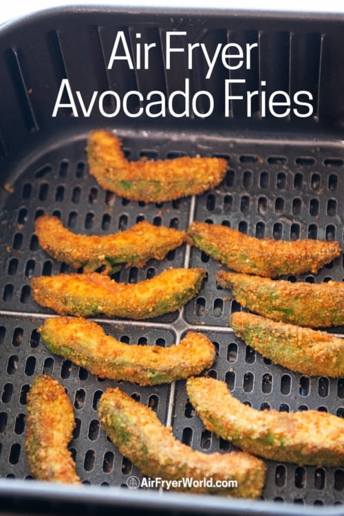 air fryer avocado fries in basket 