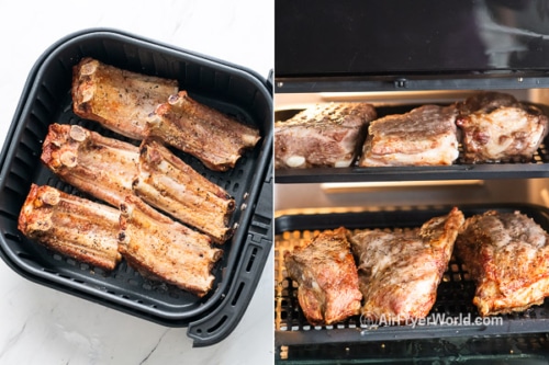 Half cooked ribs in air fryer