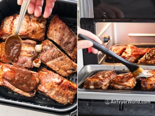 Brushing sauce on ribs