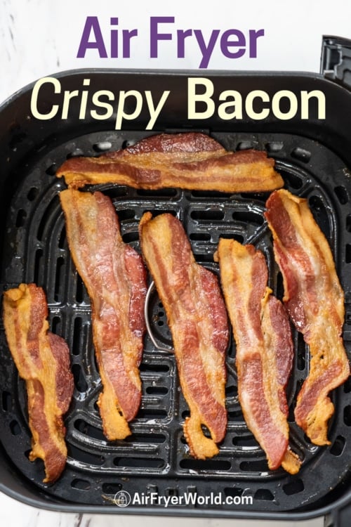 air fryer bacon in basket 