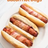 Air Fryer Bacon Wrapped Hot Dogs