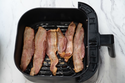 Partially cooked bacon in air fryer