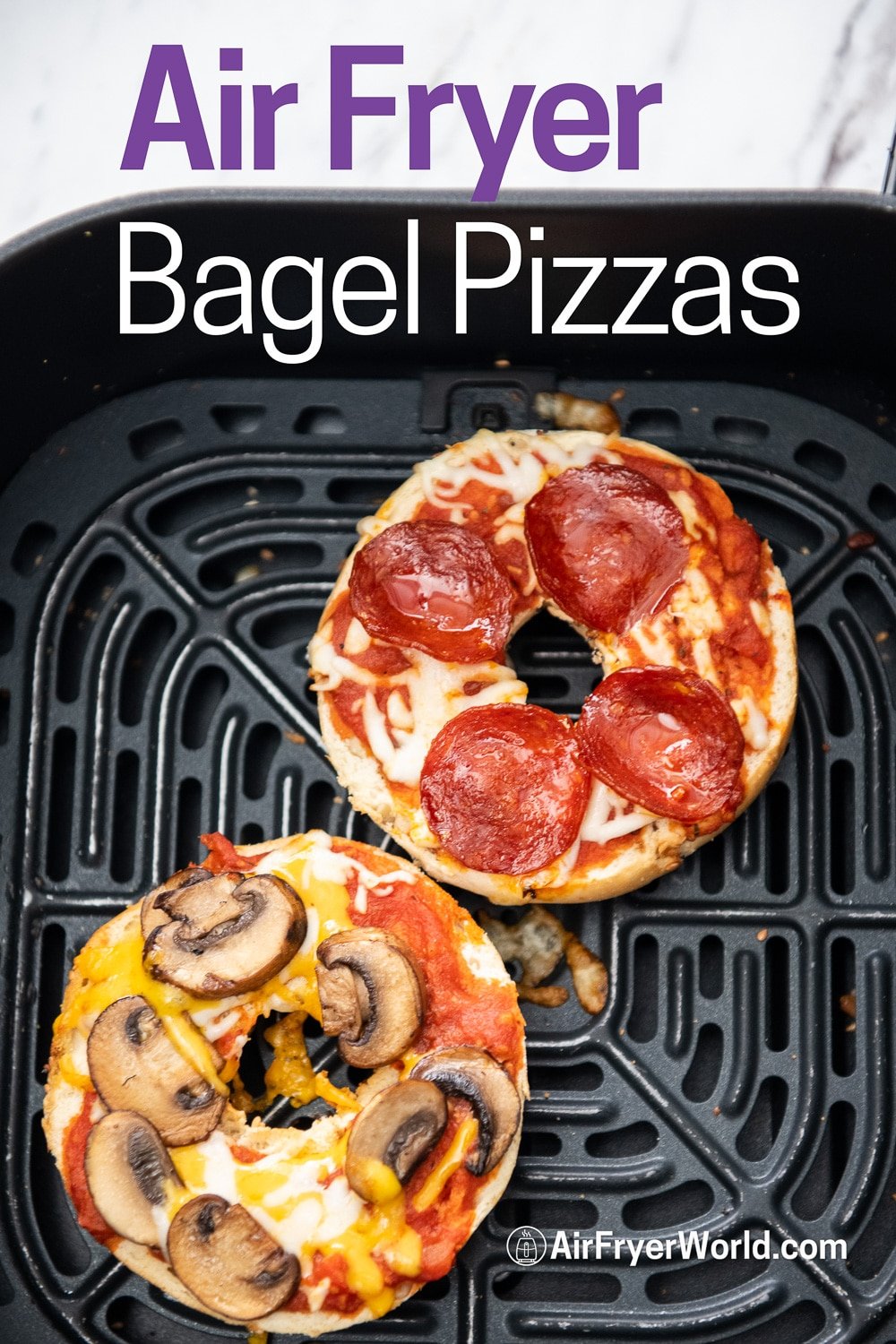 Air Fryer Bagel Pizza in 10 minutes EASY QUICK
