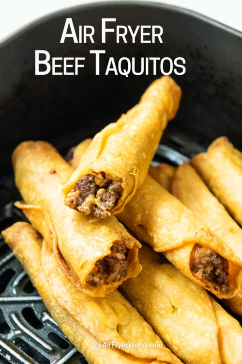 halved air fryer beef taquitos 
