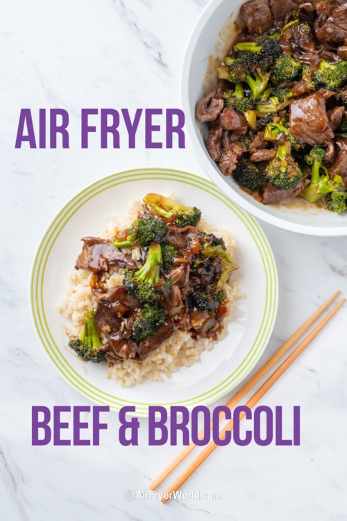 air fried beef and broccoli on plate 