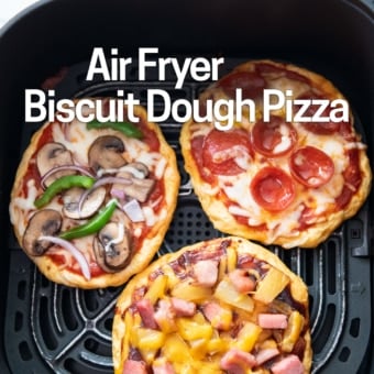 Air Fryer biscuit Pizza in basket