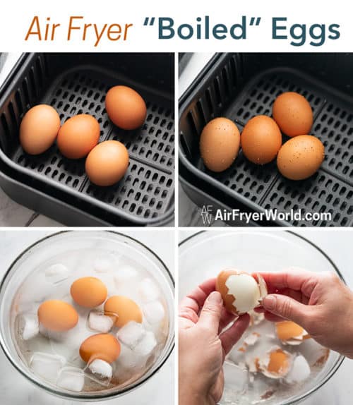 Easy Eggs in basket, bowl and peeled by hand 