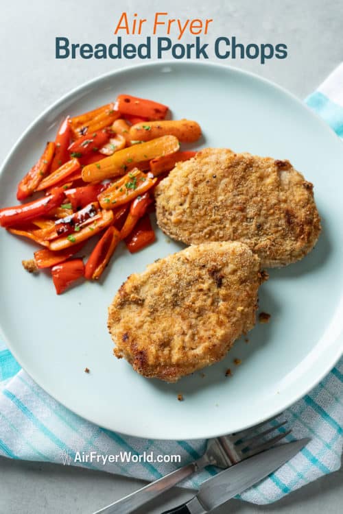 Air Fried Breaded Pork Chops Recipe in Air Fryer on a plate