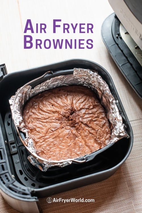 air fryer brownies in baking dish 