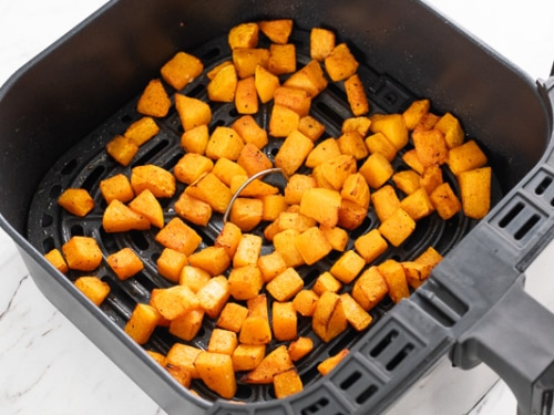 Finished butternut squash in air fryer