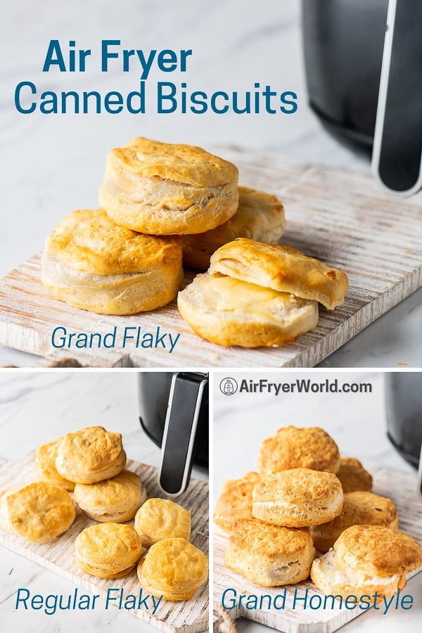 3 types of canned biscuits on plates