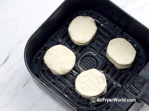 Uncooked biscuits in air fryer