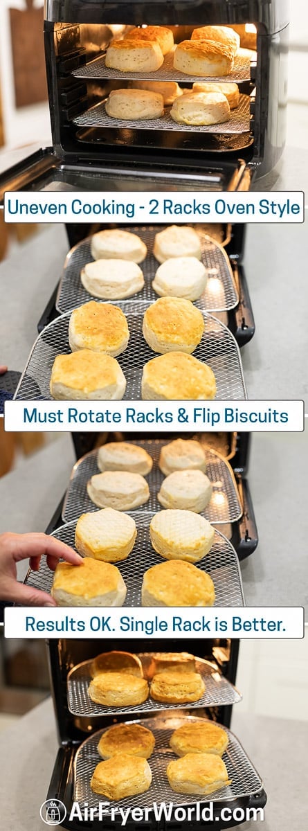 Oven Style Air Fryer Refrigerated Biscuit Dough on a rack