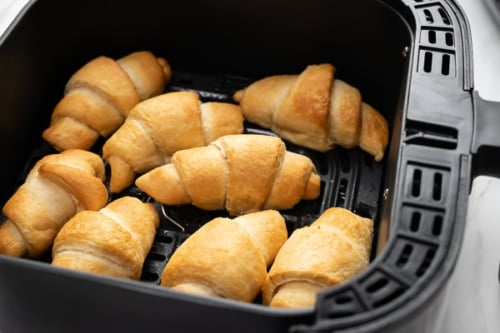 Air fried crescents in air fryer basket