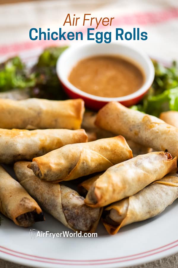 Easy Air Fried Chicken Egg Rolls Recipe in the Air Fryer on a plate