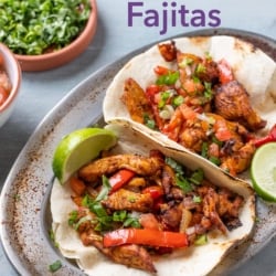 air fryer chicken fajitas on platter