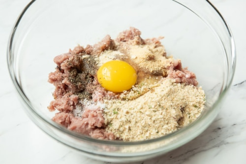 Turkey meatball ingredients in a bowl