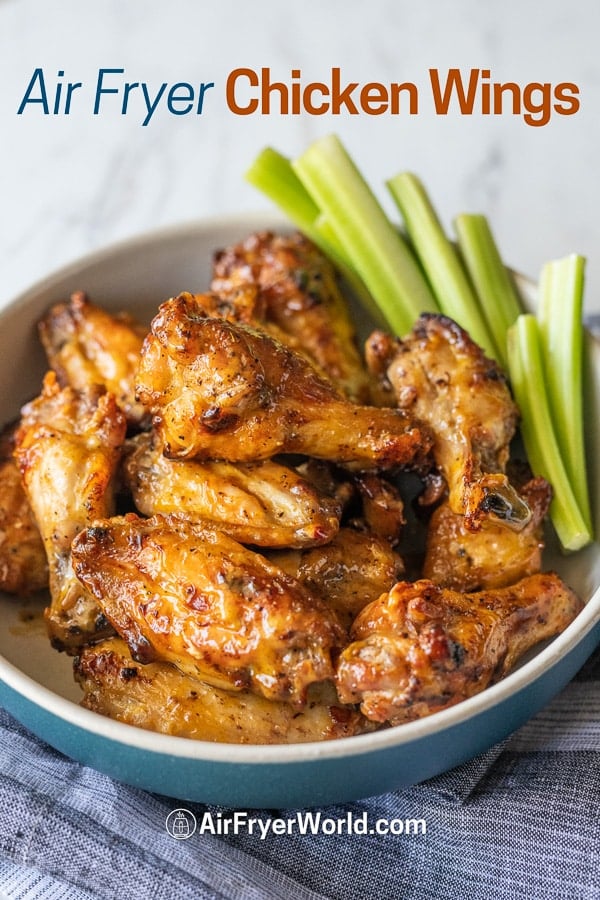 Crispy Air Fryer Chicken Wings Recipe - Shown on two racks in the air fryer  oven