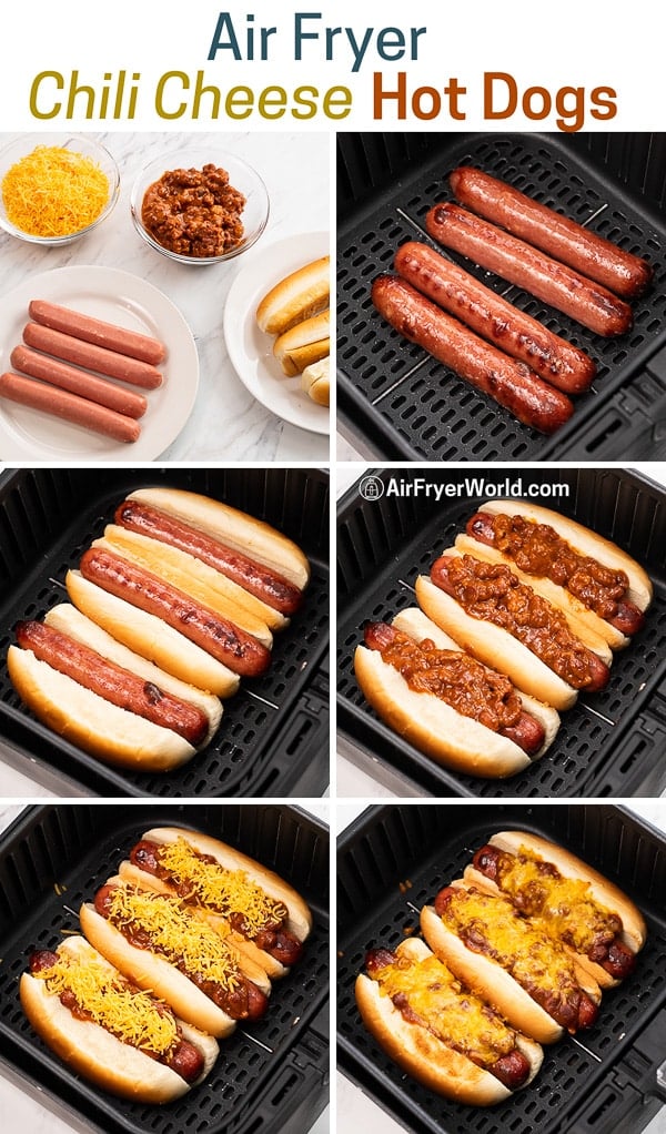 Air Fried Chili Cheese Hot Dogs Recipe in Air Fryer step by step photos