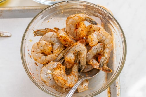 Raw shrimp seasoned with spices