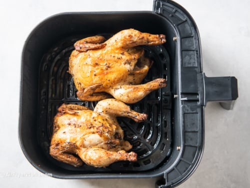 Cooked Cornish hens in air fryer