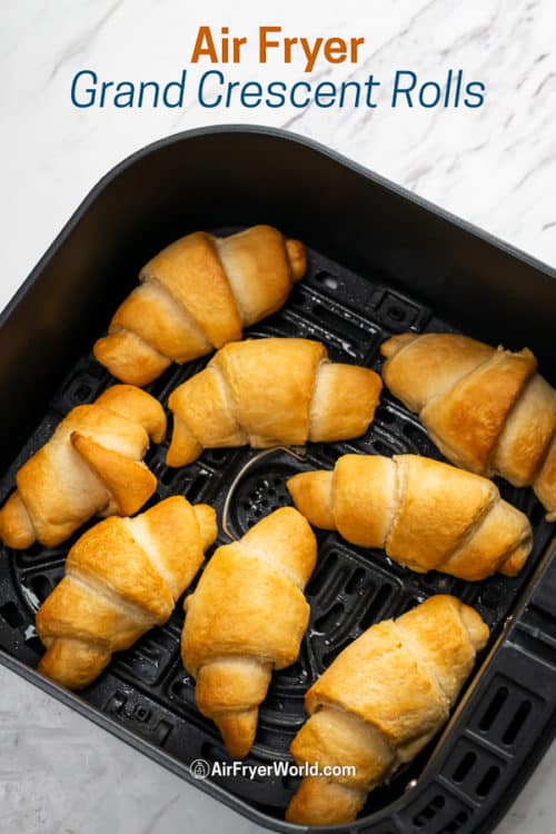 Air Fryer Crescent Rolls (Canned Refrigerated) Air Fried Croissants in a basket