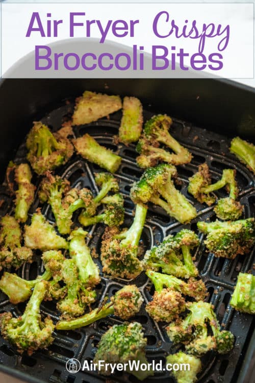Air Fryer Crispy Broccoli Bites in a basket
