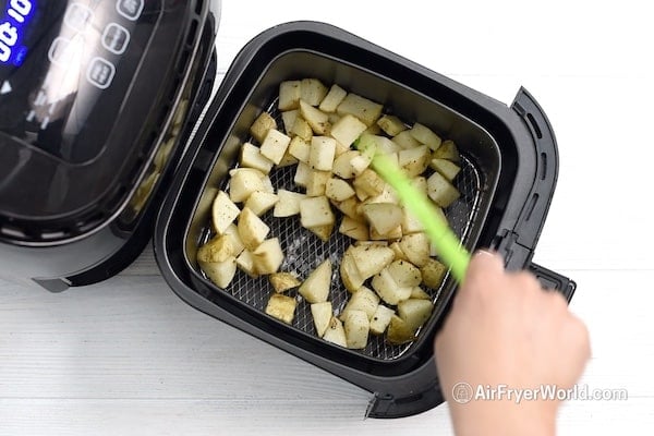 Potatoes in air fryer after 10 minutes