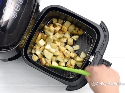Potatoes in air fryer after another 10 minutes