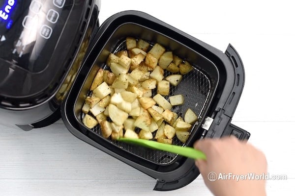 Potatoes in air fryer after another 10 minutes