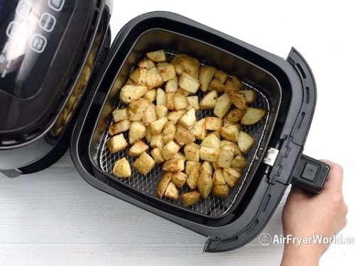 Finished Potatoes in air fryer