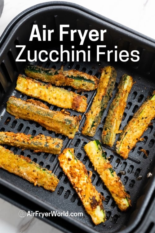 air fryer zucchini fries in basket 