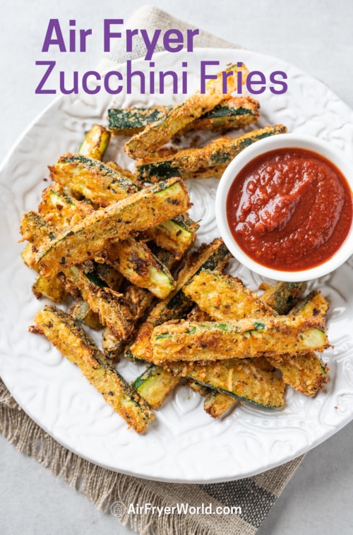 air fryer zucchini fries on plate 