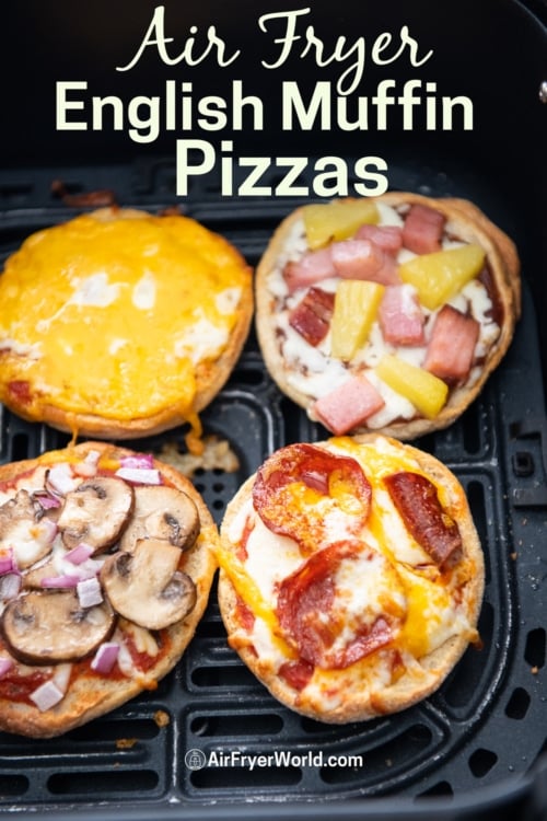 air fryer english muffin pizza in basket