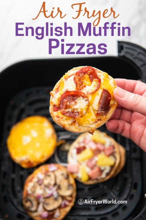 english muffin pizza holding 