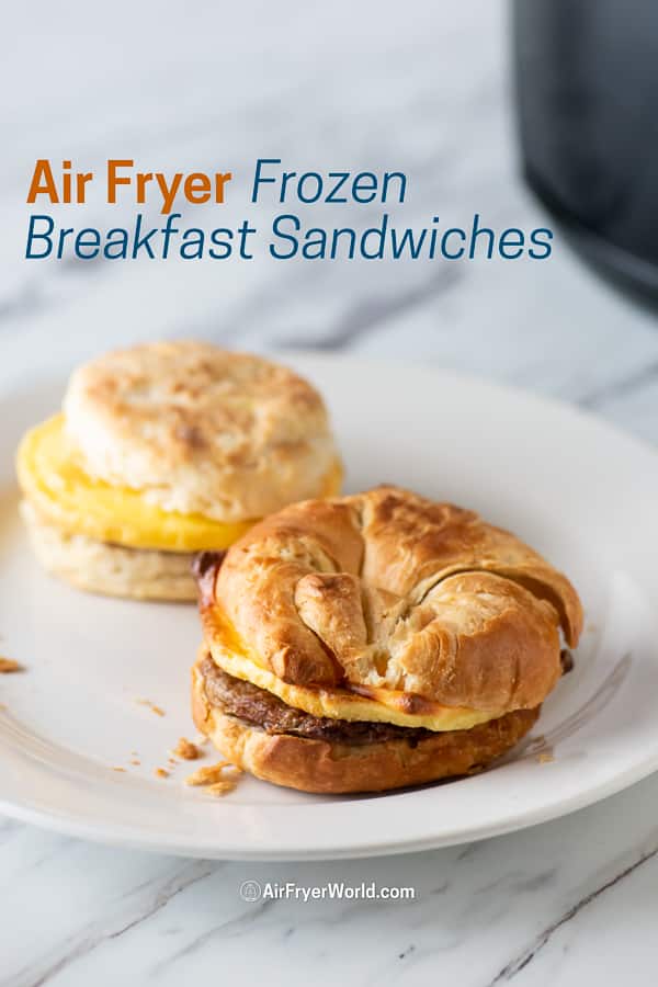 Air Fryer Frozen Breakfast Sandwiches on a plate