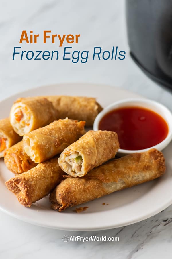 Air Fryer Frozen Egg Rolls or Frozen Spring Rolls on a plate