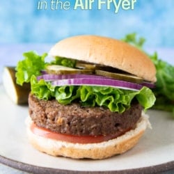 Air fryer frozen impossible burger on plate