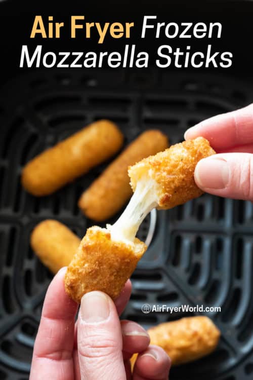 mozzarella cheese stick being pulled in half