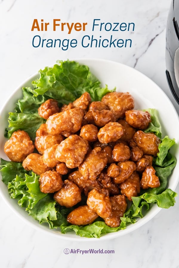 Orange chicken in a bowl with lettuce