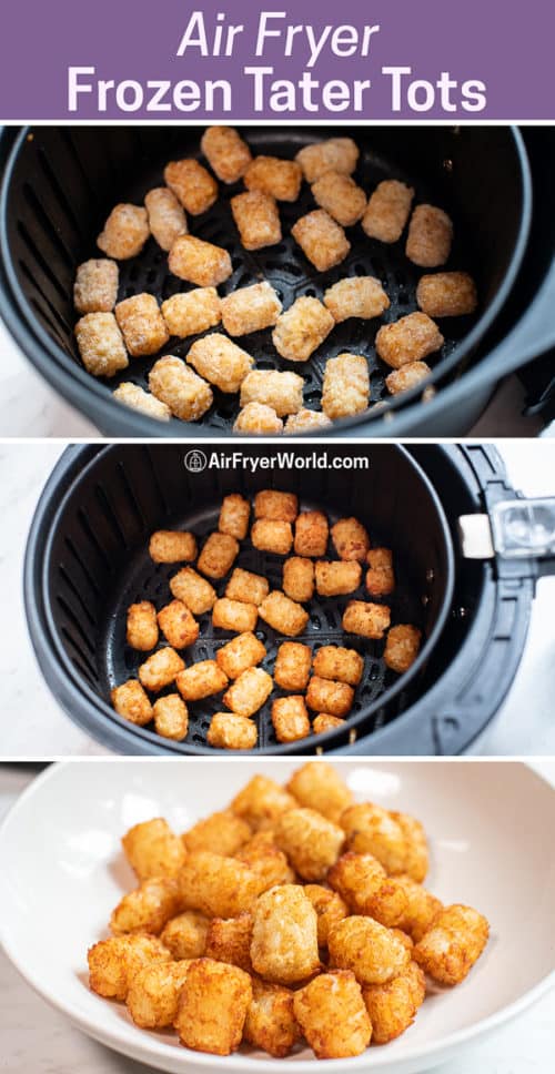 Air fried frozen tater tots in the air fryer step by step photos