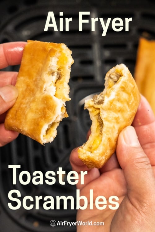 holding toaster scrambles in air fryer