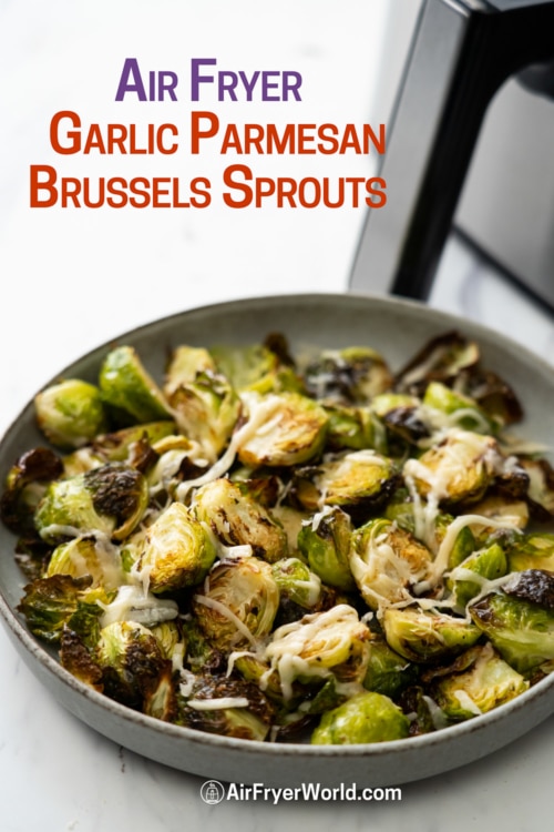 Air Fryer Brussels sprouts in bowl 