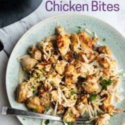 cooked air fryer chicken bites on a plate