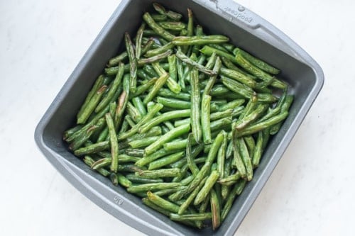 Partially air fried green beans